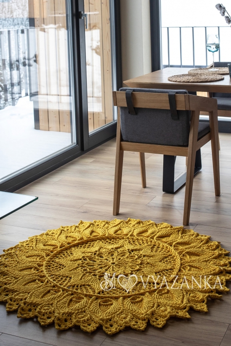 Crochet rug "Sun in openwork", 125x125 cm., 100% natural cotton, handmade