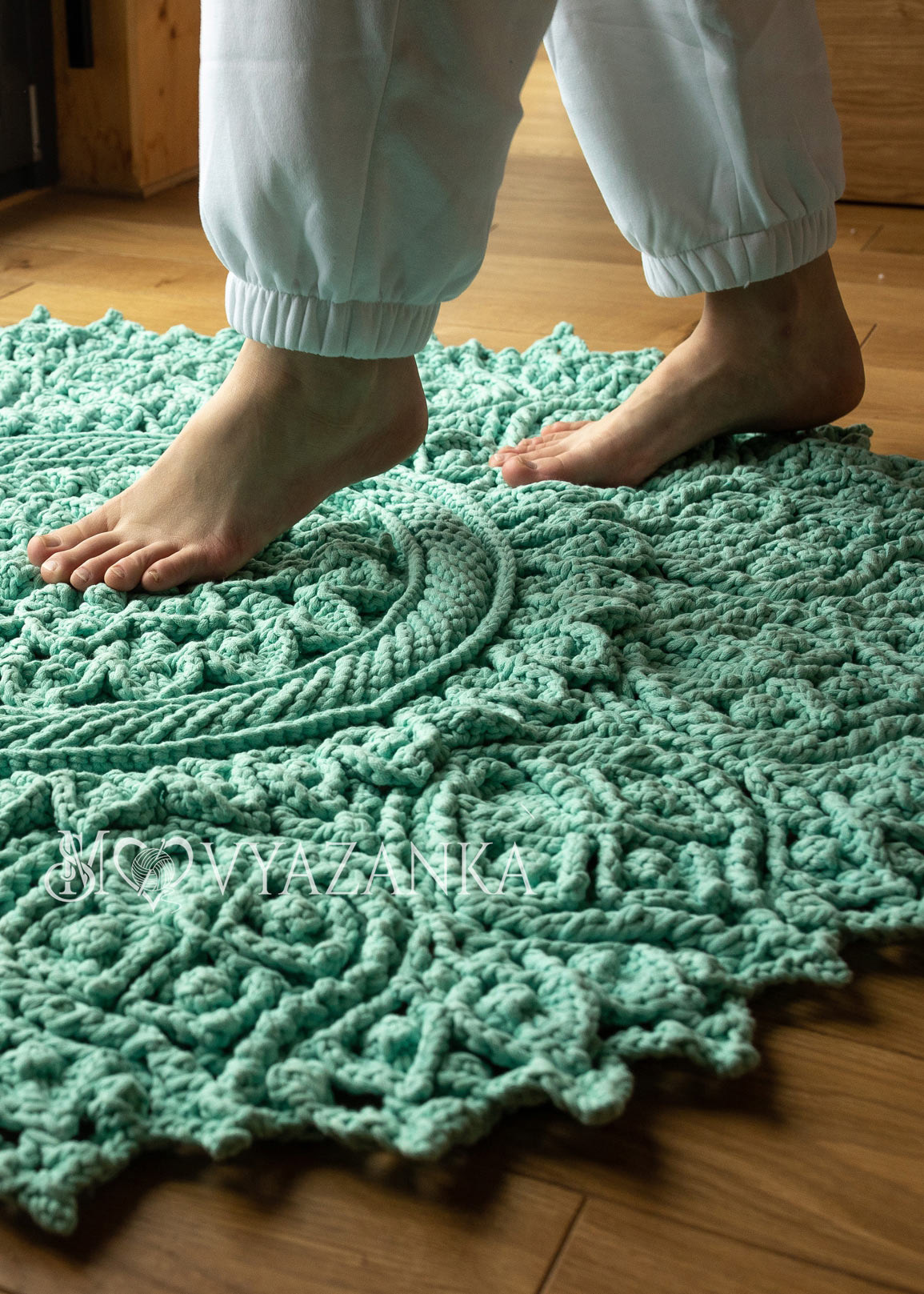 Crochet rug "Lace Blizzard" 105x105 cm., handmade, 100% cotton
