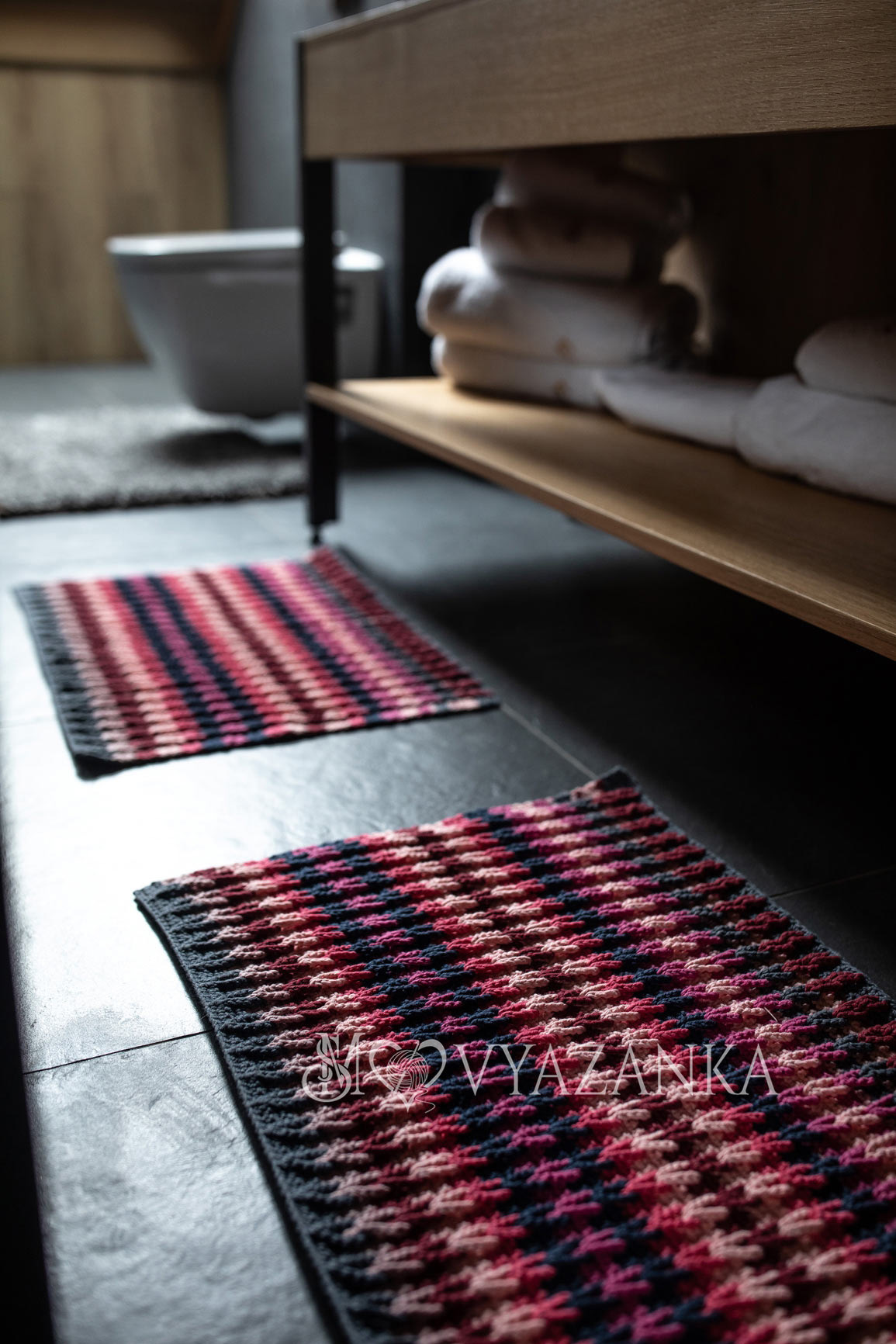 Crochet bathroom rug, 65x45 cm., 100% natural, handmade, author's pattern